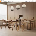Quiet Dining Table and Chair Combination Dining Table and Chair 3d model