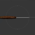 Tactical Knife With Wooden Handle And Metal Blade On Dark Background