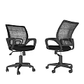 Two Modern Mesh Office Chairs with Adjustable Armrests and Swivel Base