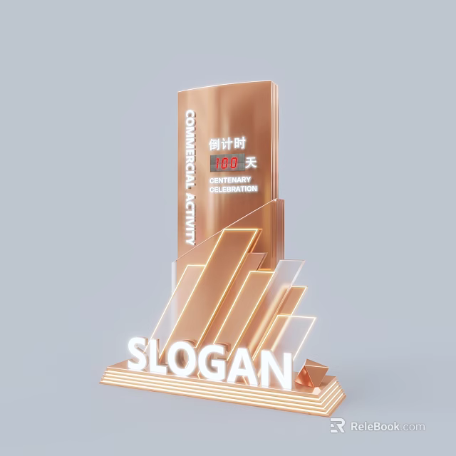 Directional Signage for Communication Activity Countdown 106 Days with Slogan 3d model 