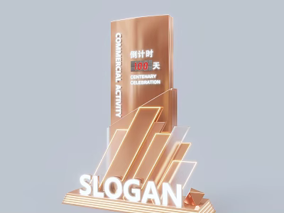 Directional Signage for Communication Activity Countdown 106 Days with Slogan 3d model