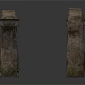 Ancient Stone Sculpture With Moss Covered Pillars And Slab Structures 3d model