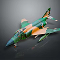 Military Airplane Model with Camouflage Green and Orange Paint and Tail Number 07
