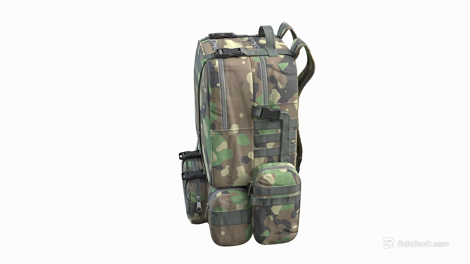 Camouflage Backpack Design With Multiple Pockets And Adjustable Straps For Outdoor Activities 3d model