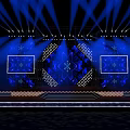 Elegant Stage Design With Blue Lighting Effects And Geometric Pattern Background 3d model