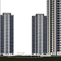 Modern High Rise Residential Buildings Exterior With Green Lawn And Community Space