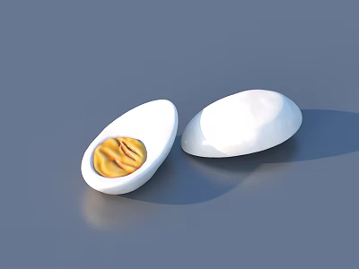 Opened White Eggshell With Yellow Yolk And Whole Eggshell On Gray Background 3d model