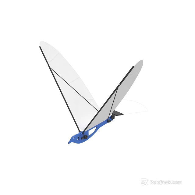 Toy Glider Model With White Wings Black Frame And Blue Body 3d model 