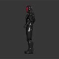 Humanoid Robot Character Featuring Silver Armor Red Helmet And Muscular Body Design