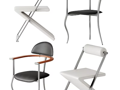 Sleek Modern Dining Chairs Featuring Various Designs Metal Frames And Leather Seats 3d model