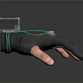 Functional Black Daily Use Glove with Green Cables and Screen Device 3d model