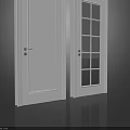 White Hinged Interior Doors With Solid Panel And Glass Grid Design For Home Use 3d model