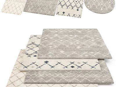 Square Rugs With Diamond Lattice Patterns And Neutral Tones For Modern Home Decor 3d model