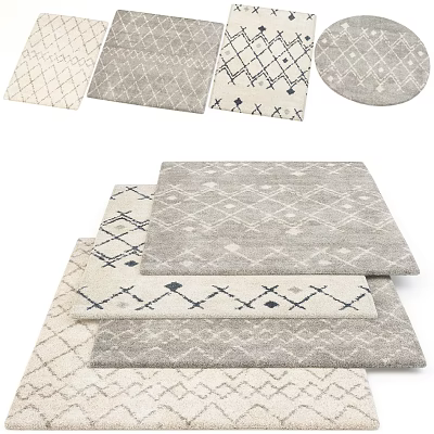Square Rugs With Diamond Lattice Patterns And Neutral Tones For Modern Home Decor 3d model