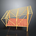Simple Yellow Metal Frame Truss Structure With Red Corrugated Roof 3d model