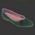 Stylish Black Satin Flat Shoes With Square Toe And Orange Lining Brown Sole