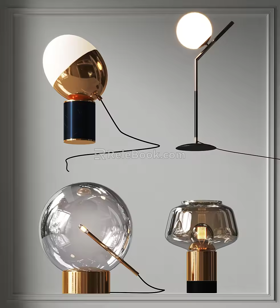 Modern Table Lamp Combination Bedside Decorative Metal Table Lamp Spherical Glass Lampshade Table Lamp Living Room Floor Table Lamp Study Room Table Lamp Simple Fashion Table Lamp 3d model