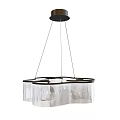 Modern Hanging Chandelier With Black Metal Frame And Transparent Glass Shades