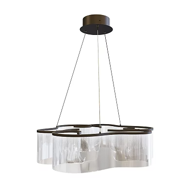 Modern Hanging Chandelier With Black Metal Frame And Transparent Glass Shades 3d model