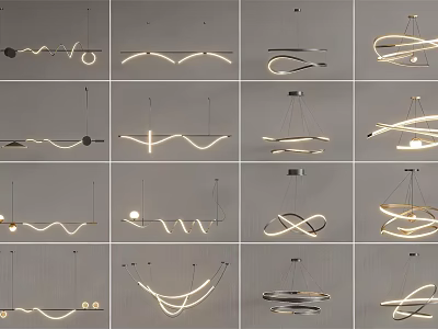 Modern Artistic Pendant Lights With Curved Circular Spiral Design And LED Lighting 3d model