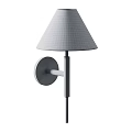 Contemporary Wall Lamp For Home Interior With White Conical Shade And Dark Metal Frame