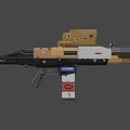 Golden And Black Futuristic Sci Fi Gun With Scope Red Accents And Metallic Finish