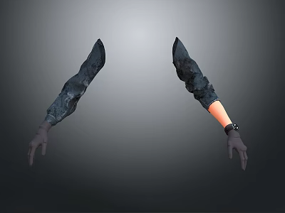 Human Arms With Dark Sleeves Light Skin And Black Wristband Features 3d model