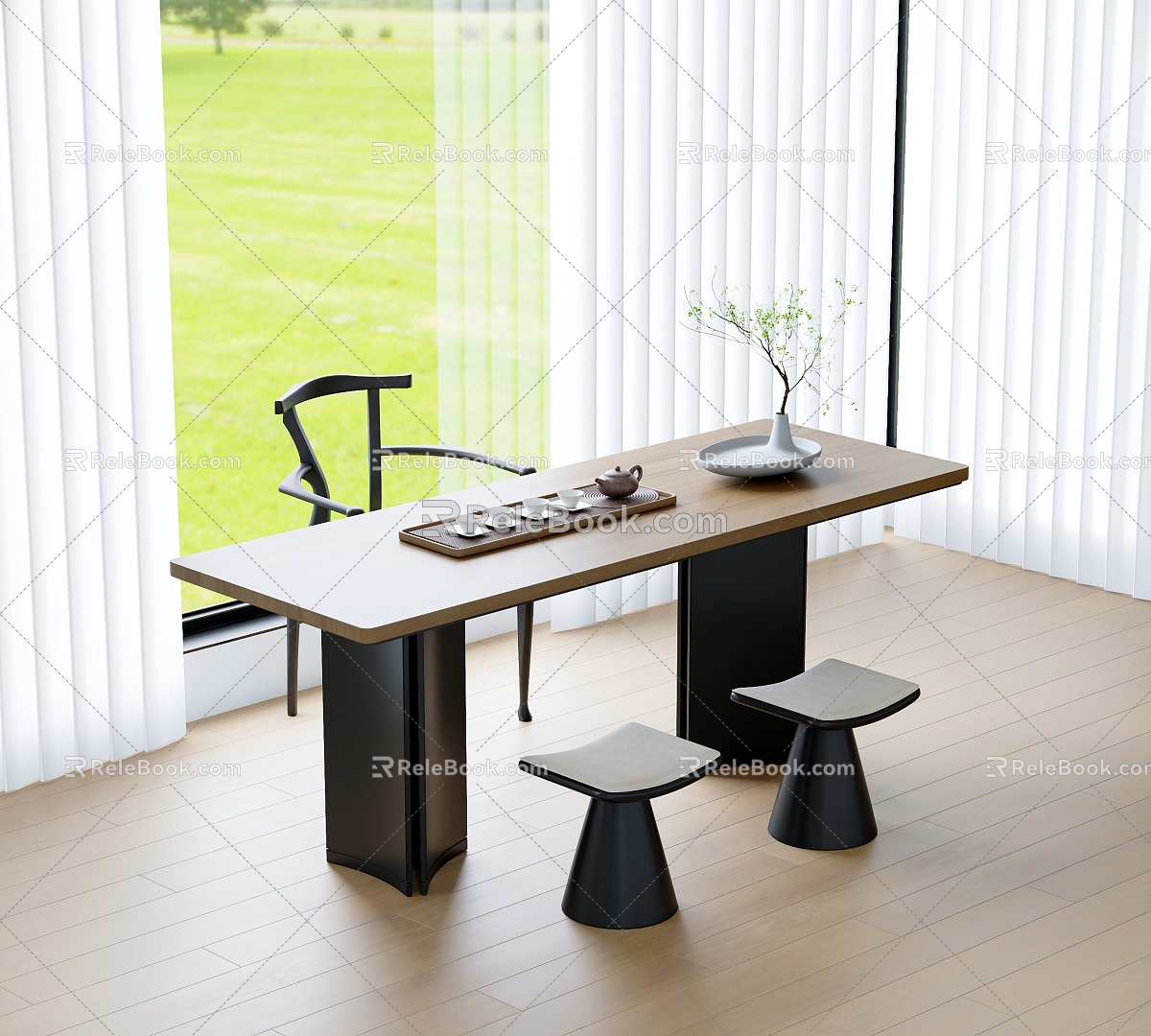 Modern Tea Table and Chair Negotiation Table and Chair Tea Table Tea Set Stool 3d model