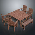 Natural Rustic Wooden Dining Table Set With Chairs And Bench Furniture Design