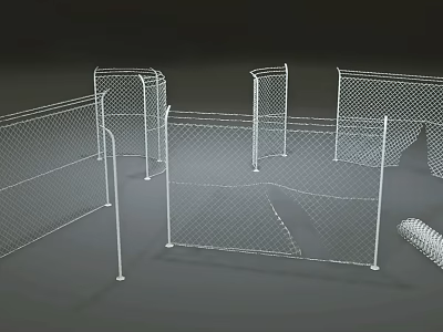 Modern barbed wire fence grid prison fence 3d model Modern barbed wire fence grid prison fence 3d model