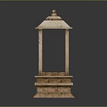 Traditional Wooden Pavilion Building With Multi Tiered Base And Roofed Top