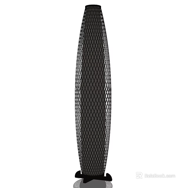 Modern Black Floor Lamp With Slim Cylindrical Honeycomb Mesh Design 3d model 