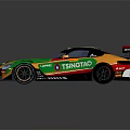 AMG Green Race Car With Colorful Stripes And TANAX TOMATTO Logos