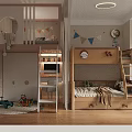 Modern Natural Wood Bunk Bed With Ladder And Storage Drawers For Cozy Lovely Kids Bedroom