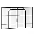 Sliding partition made of metal and glass 3d model