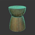 Handcrafted Wooden Stool With Round Top And Natural Wood Grain Texture
