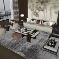 New Chinese Sofa Coffee Table Combination 3d model