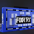 FOBTRY Booth With Blue Design Purple Triangle Screen And Brand Box 3d model