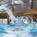 Frozen Themed Indoor Decoration With Blue White Elements Ice Sculpture Arch And Hanging Lamps