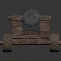 Antique Weapon Cannon With Metal Barrel Wooden Carriage And Wooden Wheels