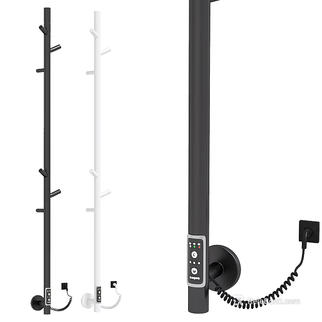 Modern Bathroom Shelf Rack With Black White Frame And Hanging Hooks 3d model