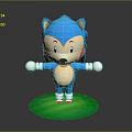 Blue Cartoon Hedgehog Character With White Gloves Red Shoes On Green Base