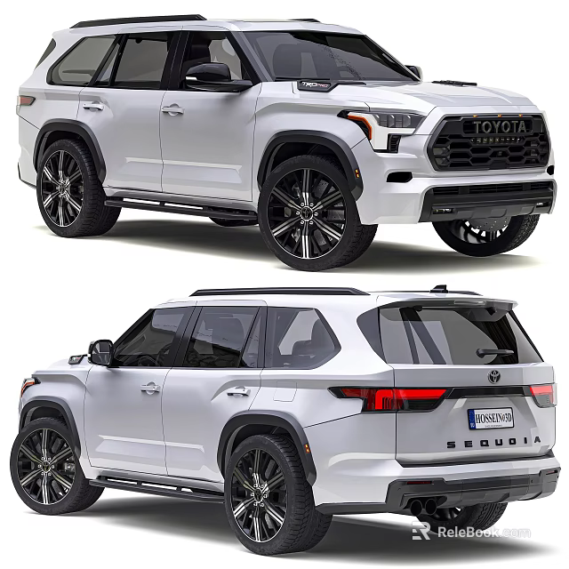 White Toyota And Nissan SUVs With Modern Design 3d model 