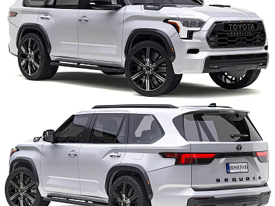 White Toyota And Nissan SUVs With Modern Design 3d model