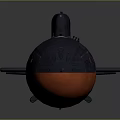 3D Rendered Modern Streamlined Submarine With Dark Blue And Orange Exterior Design