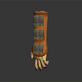 Man Wearing Brown Leather Wrist Guard With Blue Gemstone Decorations And Yellow Bone Hand Model