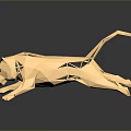Golden Geometric Leopard Sculpture With Polygonal Design And Dark Background Reflection 3d model