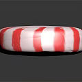 Shiny Round Red And White Striped Peppermint Candy On Black Background