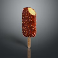 Delicious Chocolate Coated Ice Cream Bar With Sesame Seeds On Wooden Stick