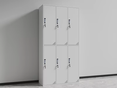 Modern White Storage Lockers With Lockable Doors And Multiple Compartments 3d model